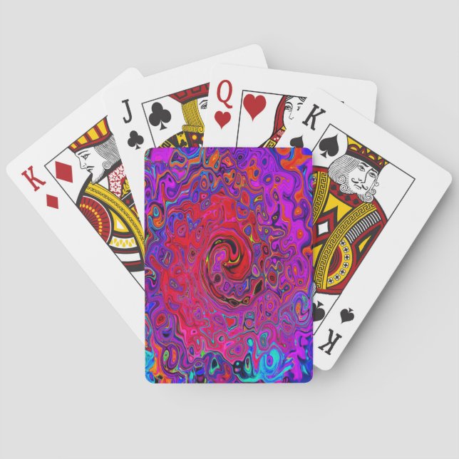 Jeu De Cartes Tourbillon Rouge et Violet Abstrait Rétro Liquide  (dos)