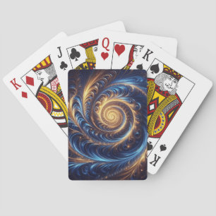 Jeu De Cartes Tourbillons modernes abstraits bleu roi et or de l