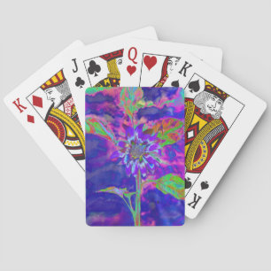 Jeu De Cartes Tournesol bleu Abstrait   retro funky