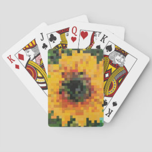 Jeu De Cartes Tournesol brillant Floral Pixel Art