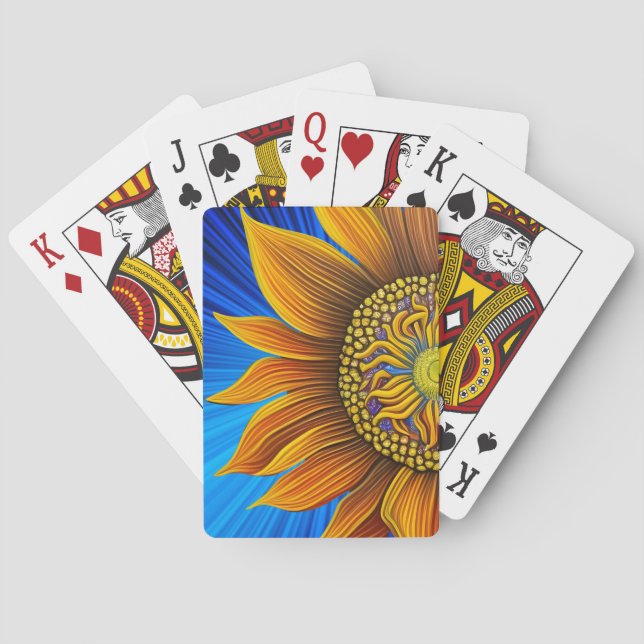 Jeu De Cartes Tournesol rustique sur bleu (dos)