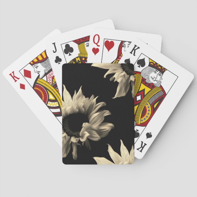Jeu De Cartes Tournesol - Sepia Fine Art Photographie Cool uniqu (dos)