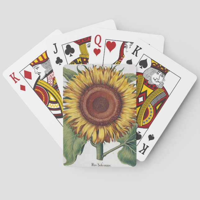Jeu De Cartes Tournesol Vintage Damas Fleur Art (dos)