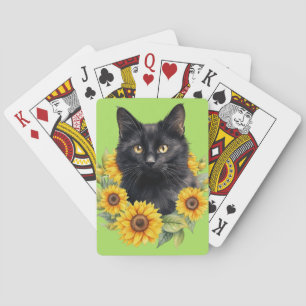 Jeu De Cartes Tournesols Chat Noir Vert Citron