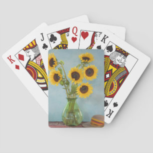 Jeu De Cartes Tournesols dans un vase sur une table
