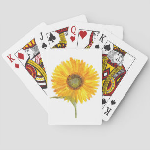 Jeu De Cartes Tournesols Fleurs Jaunes Aquarelle Rustique