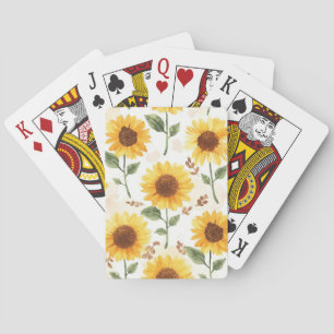 Jeu De Cartes Tournsole Jaune Aquarelle Floral Fantaisiste