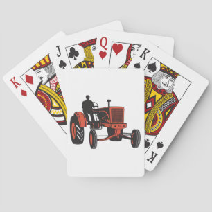 Jeu De Cartes Tracteur agricole rouge vintage Rétro agriculteur