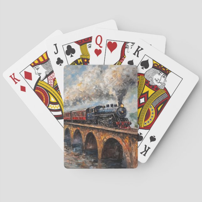Jeu De Cartes Train à vapeur sur un pont - Peinture à l'huile (dos)