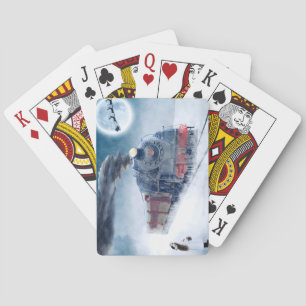 Jeu De Cartes Train de Noël de minuit avec Girl et Père Noël