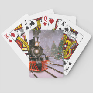 Jeu De Cartes Train de Noël/d'hiver dans la neige