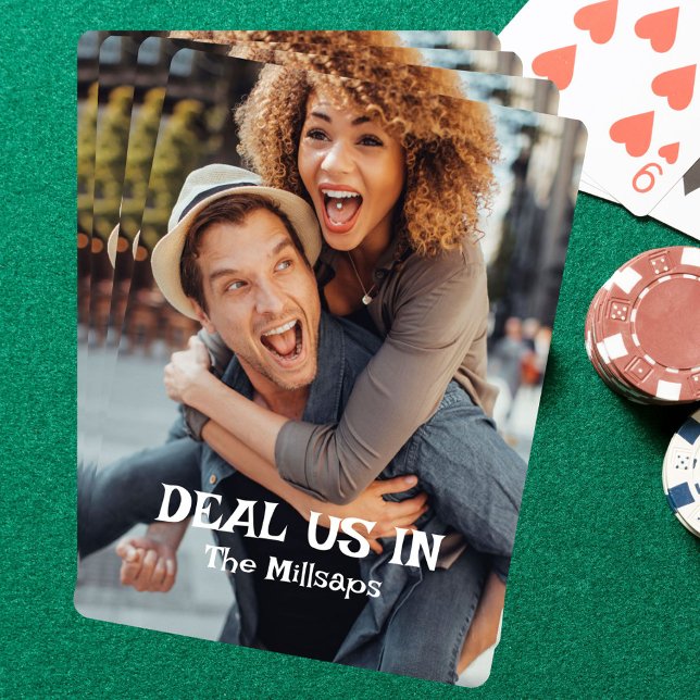 Jeu De Cartes Traitez-Nous En Famille Photo Texte Personnalisé (Fun family photo custom playing cards. Add a phrase and name. Makes great gift. Deal us in! )