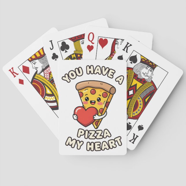 Jeu De Cartes Tranche de pizza de la Saint-Valentin mignonne – C (dos)