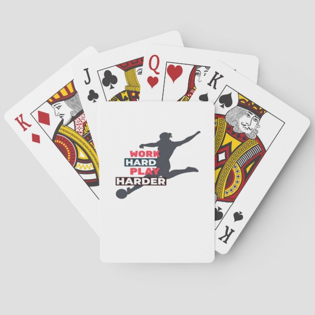 Jeu De Cartes Travailler dur Jouer si dur Femme Soccer Joueur Cl (dos)