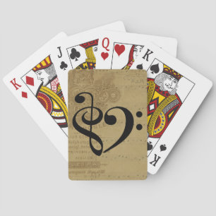 Jeu De Cartes Treble Clef Bass Clef Coeur feuille Vintage musiqu