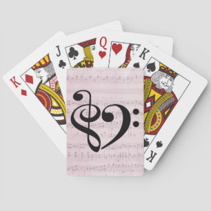 Jeu De Cartes Treble Clef Bass Clef Coeur feuille Vintage musiqu