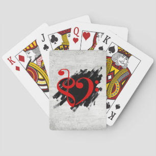 Jeu De Cartes Treble et Bass Clef Musical Coeur Rouge