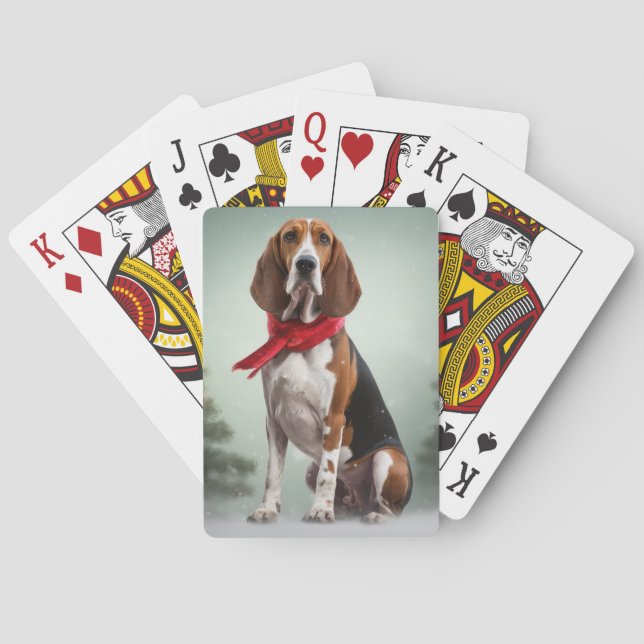 Jeu De Cartes Treeing Walker Coonhound chien dans la neige Noël (dos)