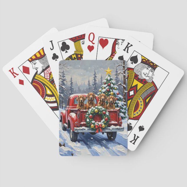 Jeu De Cartes Treeing Walker Coonhound Christmas Red Truck (dos)