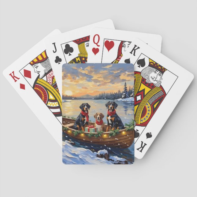 Jeu De Cartes Treeing Walker Coonhound Noël Bateau Vacances (dos)