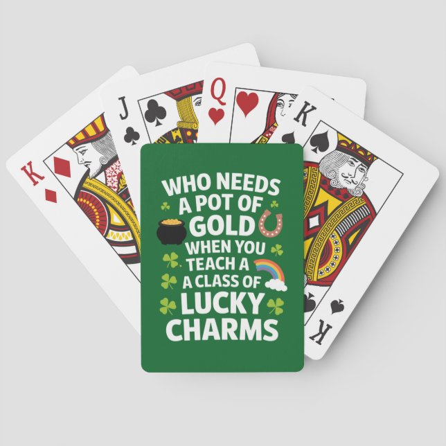 Jeu De Cartes Trèfle Porte-Bonheur Enseignant St Patrick Irlanda (dos)
