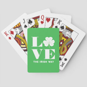 Jeu De Cartes Trèfle Shamrock Irlandais Vert Blanc Texte Personn
