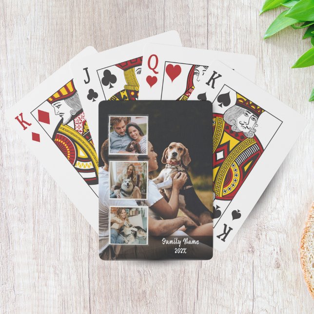 Jeu De Cartes Trendy 4 Photo Collage Family Name Black Poker Car (Trendy 4 Photo Collage Family Name Black Poker Cards)