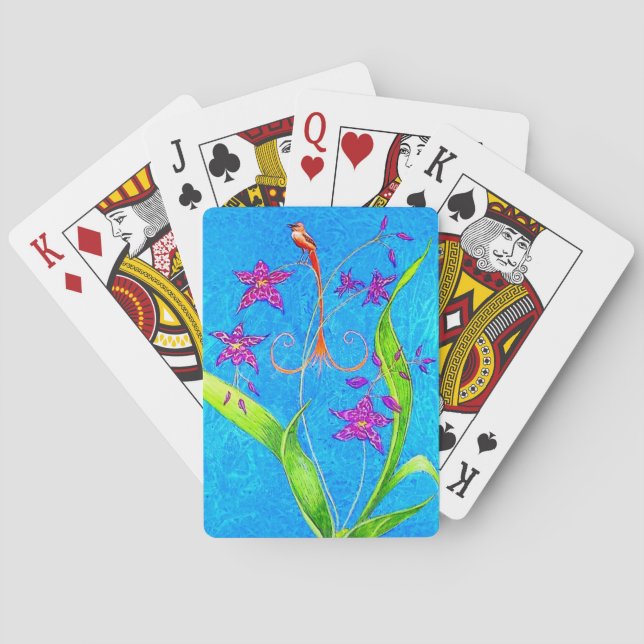 Jeu De Cartes Très jolie oiseau orchidée  (dos)