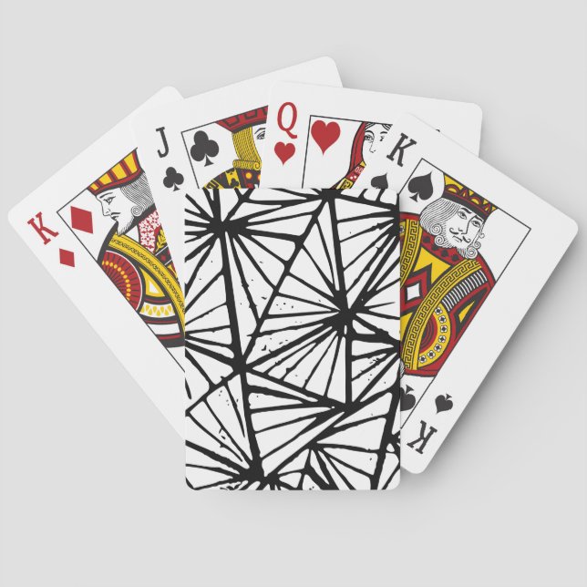 Jeu De Cartes Triangles Abstraits noir et blanc Coupe Lino (dos)