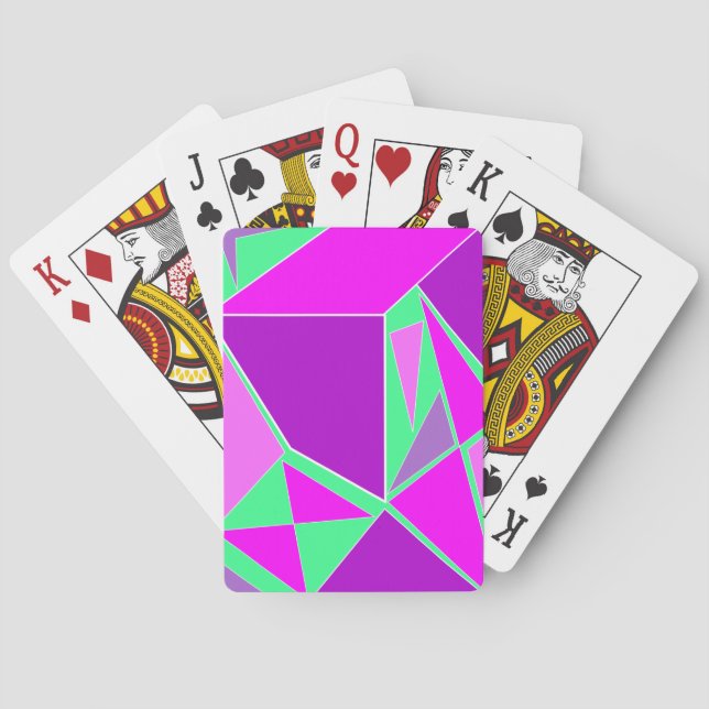 Jeu De Cartes triangles Abstraits violet et vert (dos)