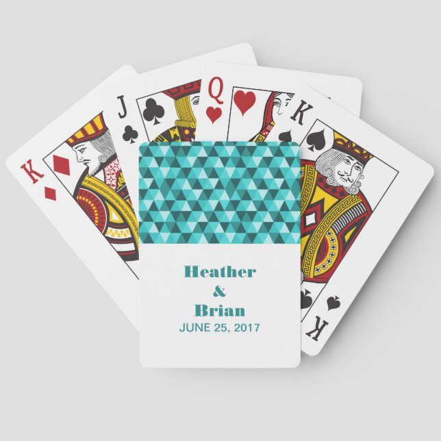 Jeu De Cartes Triangles géométriques turquoises Lecture de carte (dos)