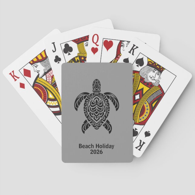Jeu De Cartes Tribal Sea Turtle, black on gray (dos)