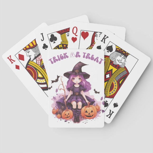 Jeu De Cartes Trick ou traiter la sorcière violette Citrouilles  (dos)