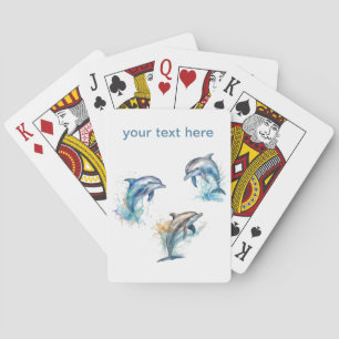 Jeu De Cartes Trio de dauphins à l'aquarelle, personnalisé