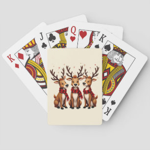 Jeu De Cartes Trio de rennes de Noël mignons avec des écharpes à