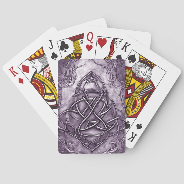 Jeu De Cartes Triquetra Trinity Knot Lavender Purple Faux Métal (dos)