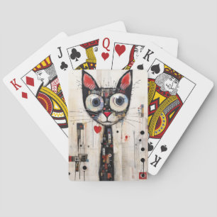 Jeu De Cartes Triste Chat Gros Yeux Peint