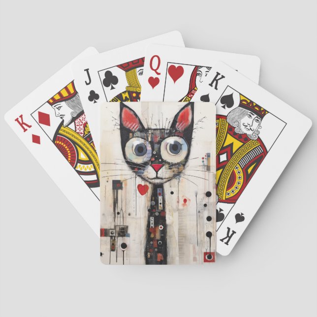 Jeu De Cartes Triste Chat Gros Yeux Peint (dos)