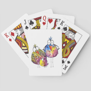 Jeu De Cartes Trois Beaux Oiseaux Bleus Et Colorés