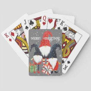 Jeu De Cartes Trois elfes de Noël avec des paquets Jouer des car
