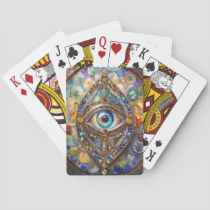 Jeu De Cartes Troisième œil sur verre et bronze