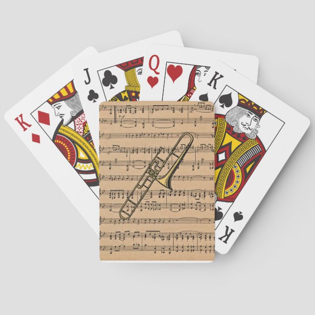 Jeu De Cartes Trombone With Sheet Music Background (dos)