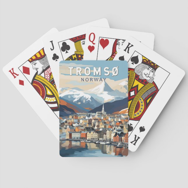 Jeu De Cartes Tromso Norvège Travel Art Vintage (dos)