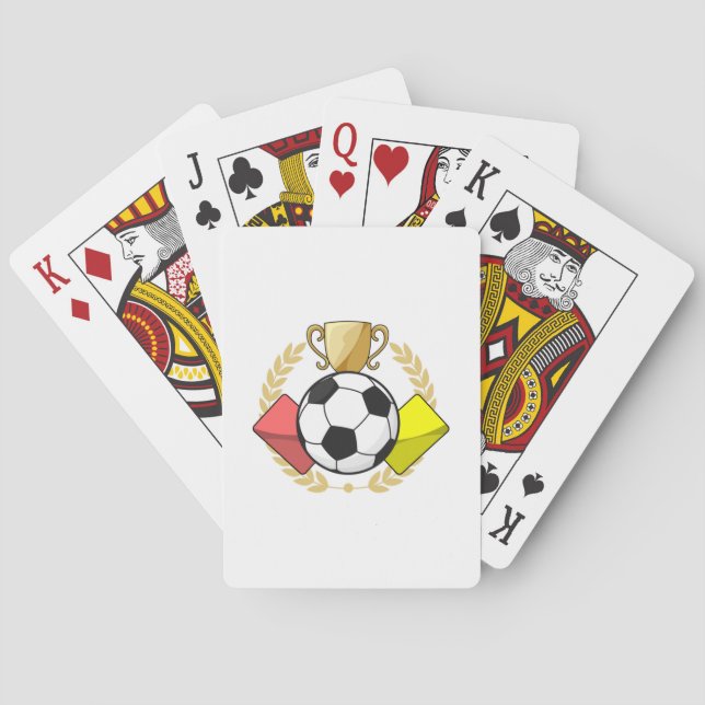 Jeu De Cartes Trophée de football rouge et jaune (dos)