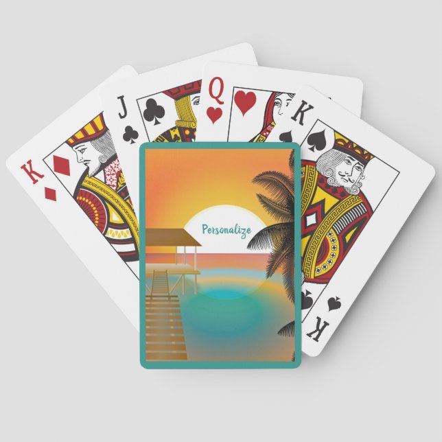 Jeu De Cartes Tropical Beach Ocean Pier Sunset personnalisé (dos)