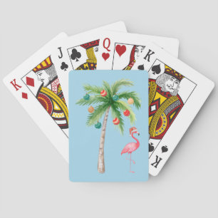 Jeu De Cartes Tropical Palm Tree Flamant rose Fête de Vacances