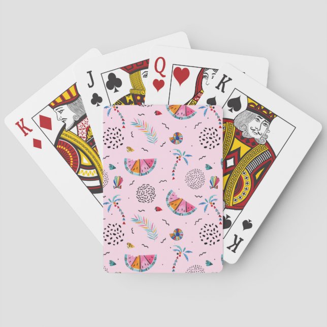 Jeu De Cartes Tropical rose Memphis Style Motif (dos)