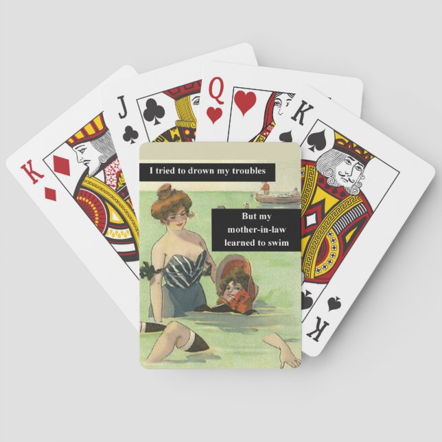Jeu De Cartes Trouble with Mother-In-Law Funny Swimming (dos)