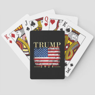 Jeu De Cartes Trump 2024 Elegant Gold Vintage American Drapeau