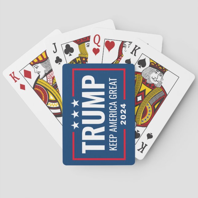 Jeu De Cartes Trump 2024 Gardez l'Amérique grande - bleu rouge (dos)